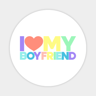 I Love My Boyfriend Red Hearts Love Couple (Rainbow) Magnet